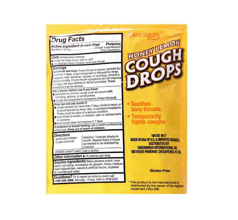 Image of Honey Lemon Cough Drops- 90 drops (3 pack) - AVM