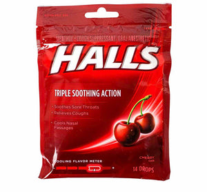 HALLS Menthol Cherry Cough Drops- 3 pack - AVM