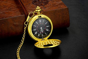 m-Vintage Roman Numerals Quartz Pocket Watch