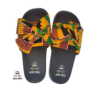 Women Open Toes Afrikan Kente Slide Sandals
