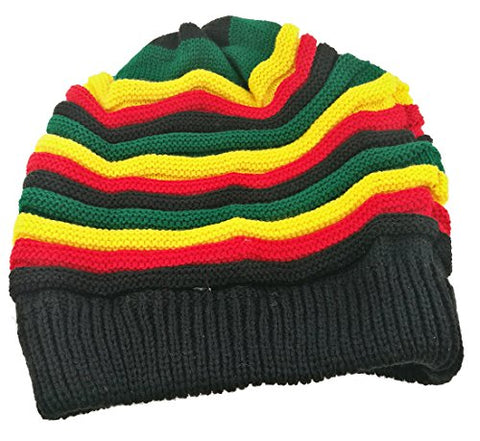 Image of Colored Striped Long Style Jamaican Reggae Hat - AVM