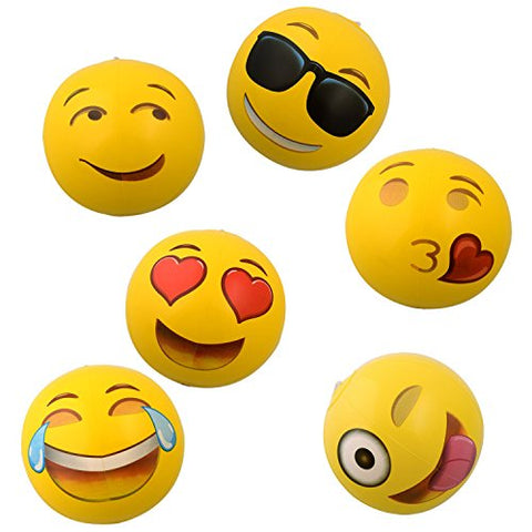 Image of 12" Emoji Inflatable Beach Balls, 12-Pack - AVM