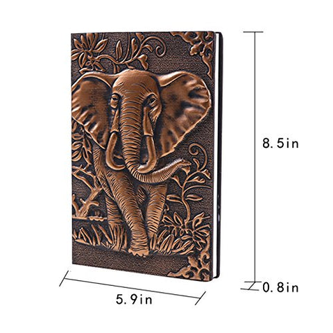 Image of Leather Writing Notebook Afrikan Elephant Journals Daily Weekly Monthly Planner - AVM