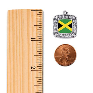 Silver Square Jewelry with Jamaican flag