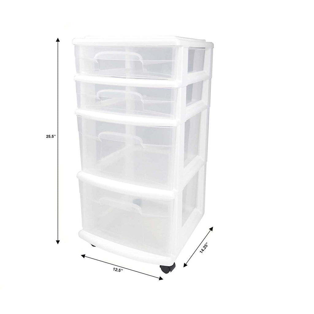 Plastic 4 Drawer Medium Cart - AVM