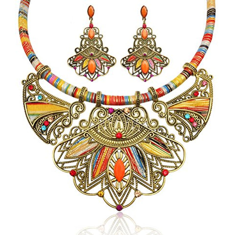 Image of Multicolor Handmade Ethnic Set, Necklace and Earrings - AVM