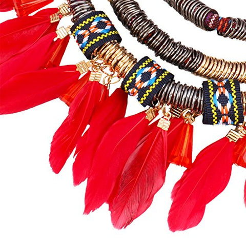 Image of Multi Layers Tribal Bib Necklace, Earring Jewelry Set - AVM