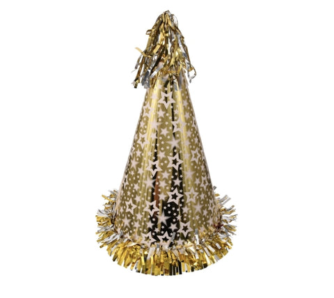 Image of Metallic Cone Party Hats- 6 count - AVM