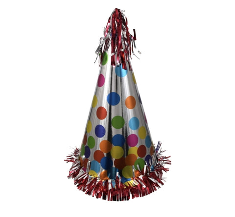 Image of Metallic Cone Party Hats- 6 count - AVM