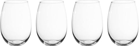 Image of Simple Stemless Glass Wine Glasses- 4 Count - AVM