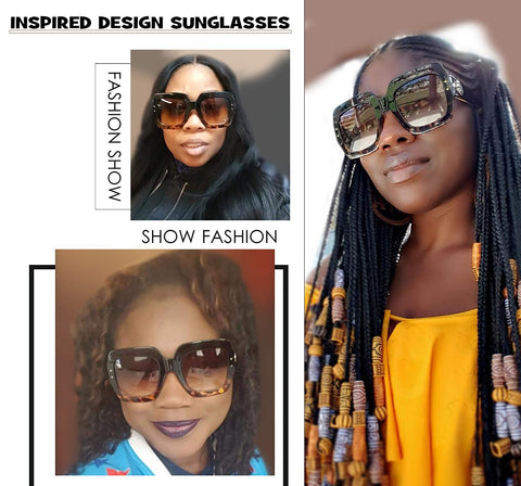 Image of Red-Blue-Green Oversized Square Sunglasses - AVM