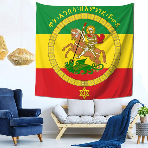 Image of Lion Judah Ethiopian Art Tapestry Wall Hanging Decor - AVM