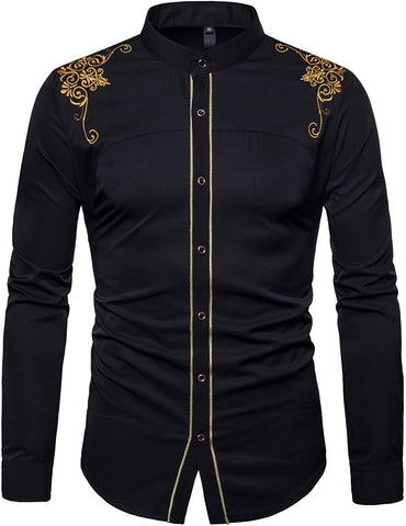 Image of Mens Casual Slim Fit Long Sleeve Button Down Dress Shirts - AVM