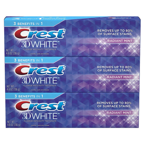 Image of Crest 3D White Toothpaste Radiant Mint 4.8 oz (3 pack) A47 - AVM