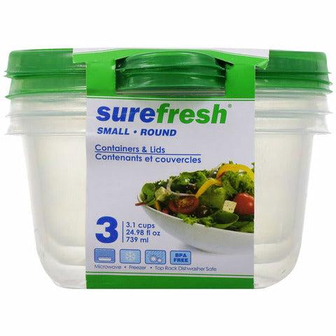 Image of Sure Fresh Rectangular Storage Containers with Blue and Green Lids - AVM