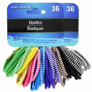 Solid and Striped Hair Elastics- 36 Count