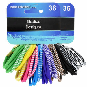 Image of Solid and Striped Hair Elastics- 36 Count - AVM