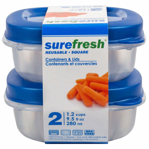 Image of Sure Fresh Rectangular Storage Containers with Blue and Green Lids - AVM