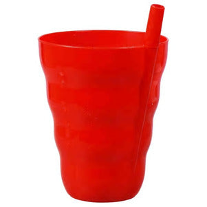 Image of Colorful Plastic Tumblers with Built-In Straws- 4 count - AVM