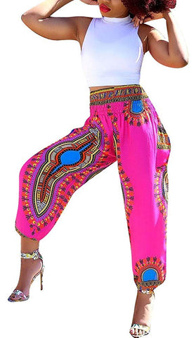 Image of Women's Afrikan Dashiki Floral Casual Loose Baggy Pants - AVM