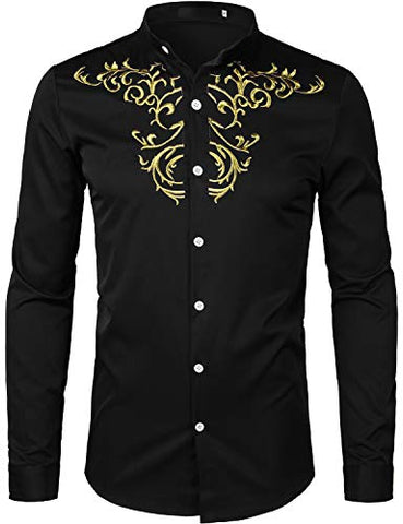 Image of Men's Luxury Gold Embroidery Design Shirts - AVM