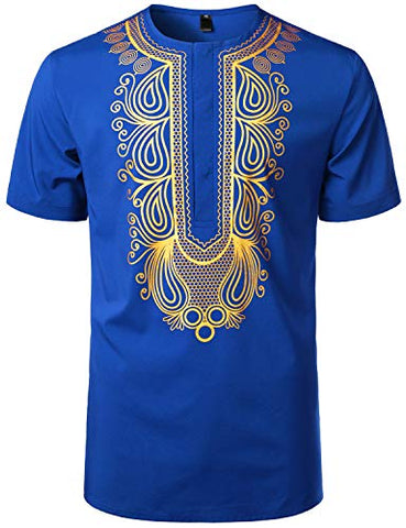 Image of Men's Afrikan Traditional Hidden Button Short Sleeve Shirt - AVM