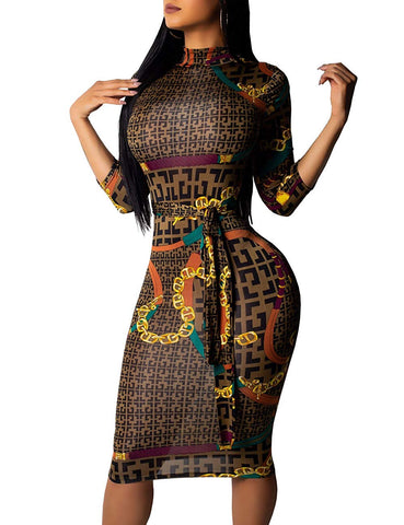 Image of Women's Sexy V-Neck Floral Juniors Midi Dresses - AVM