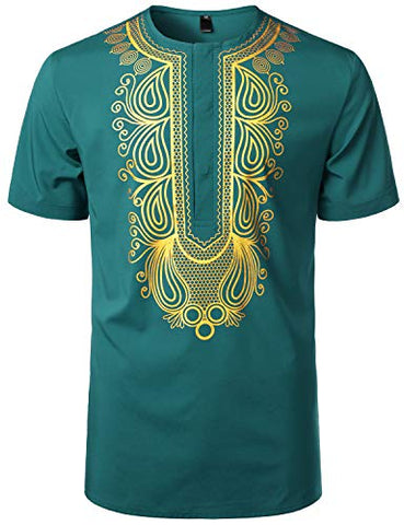 Image of Men's Afrikan Traditional Hidden Button Short Sleeve Shirt - AVM