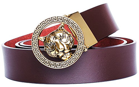 Image of Men's Luxury Gold/Silver Tiger Leather Belt - AVM
