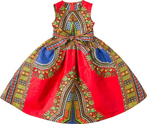 Image of Girls Dashiki Print Dress Afrikan Tradition Dresses - AVM