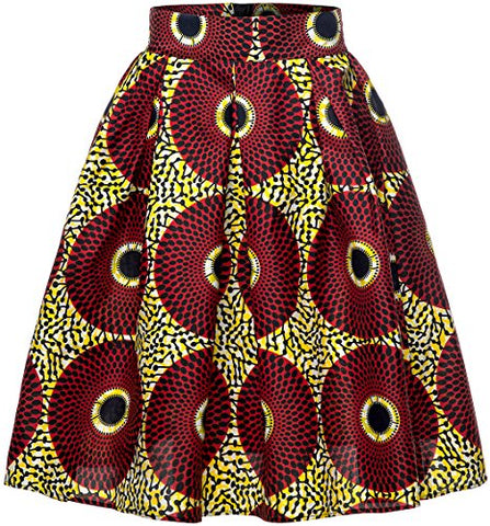 Image of Afrikan Women Traditional Costume Flower Print Casual Dashiki Skirt - AVM