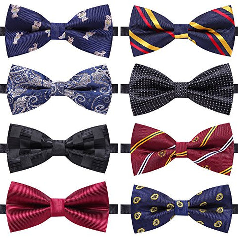Image of 8 PACKS Elegant Adjustable Pre-tied bow ties for Men And Boys - AVM