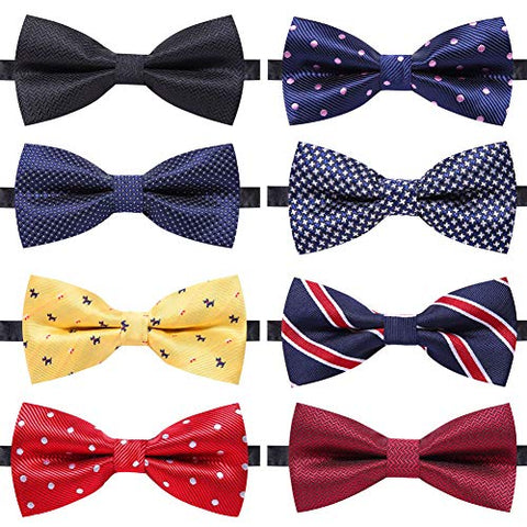 Image of 8 PACKS Elegant Adjustable Pre-tied bow ties for Men And Boys - AVM