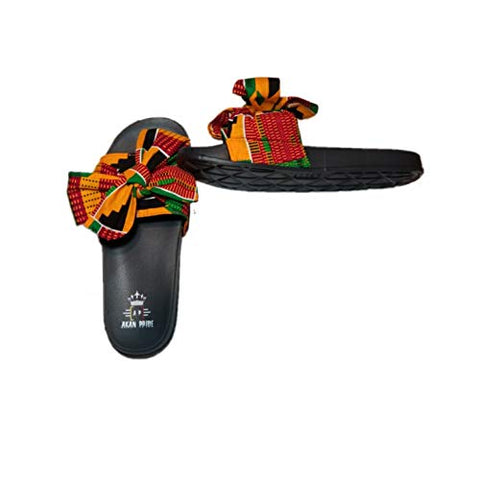 Image of Women Open Toes Afrikan Kente Slide Sandals - AVM