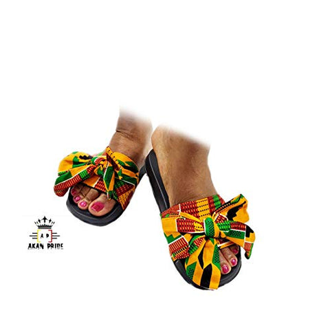 Image of Women Open Toes Afrikan Kente Slide Sandals - AVM