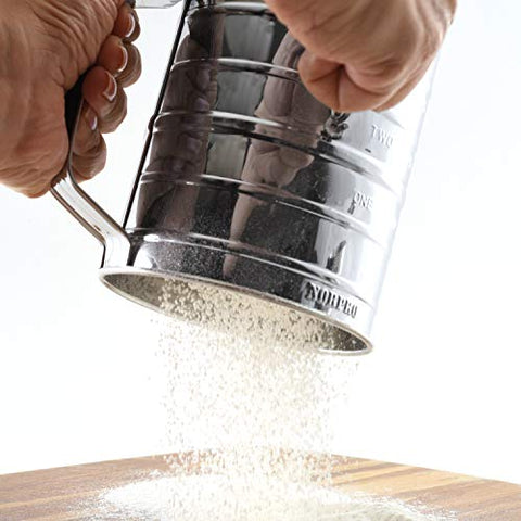 Image of 3-Cup Stainless Steel Rotary Hand Crank Flour Sifter With 2 Wire Agitator - AVM