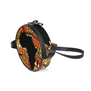 Afrika Map On Ethnic Pattern Round Crossbody Bag