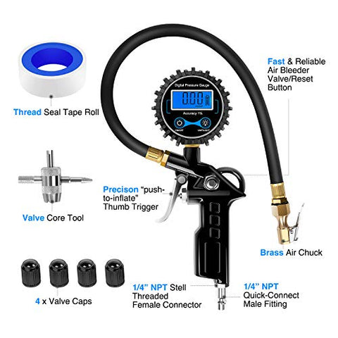 Image of Digital Tire Inflator Pressure Gauge - AVM