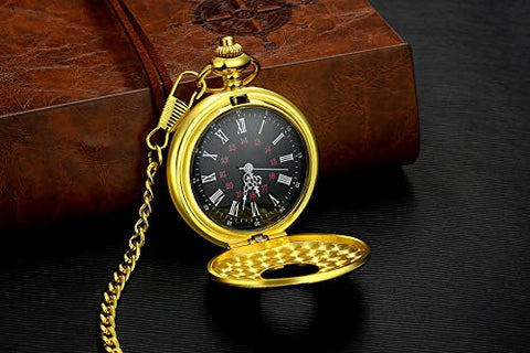 m-Vintage Roman Numerals Quartz Pocket Watch - AVM
