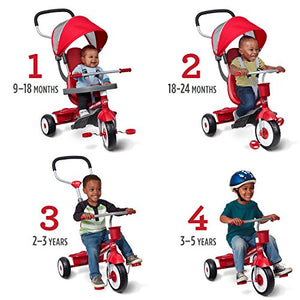 4-in-1 Stroll 'N Trike, Red Toddler Tricycle