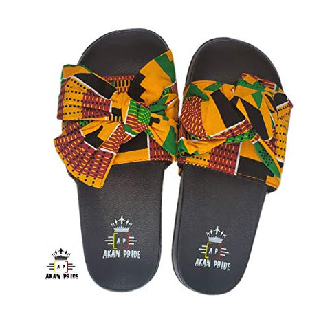 Image of Women Open Toes Afrikan Kente Slide Sandals - AVM