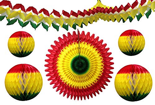 6-Piece Red Yellow Green Rasta Party Decorations - AVM