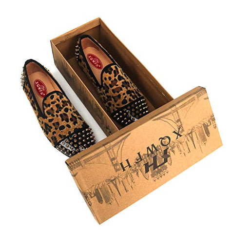 Mens Leopard Loafers Leather Shoes - AVM