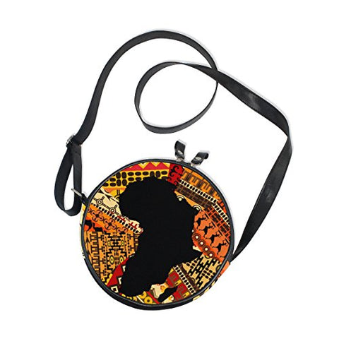 Image of Afrika Map On Ethnic Pattern Round Crossbody Bag - AVM