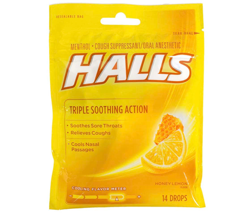 HALLS Honey-Lemon Menthol Cough Drops- 3 pack - AVM