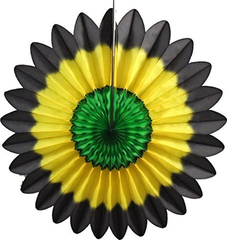 Image of 7-Piece Complete Jamaican Honeycomb Party Decoration Set (Black/Yellow/Green) - AVM