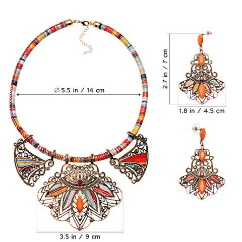 Multicolor Handmade Ethnic Set, Necklace and Earrings - AVM