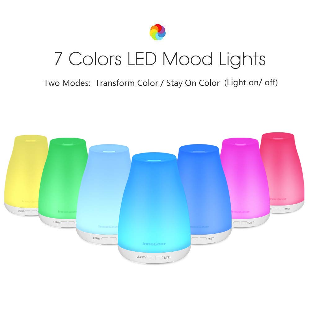 Portable Aromatherapy Essential Oil Cool Mist Humidifier with 7 Colors Lights