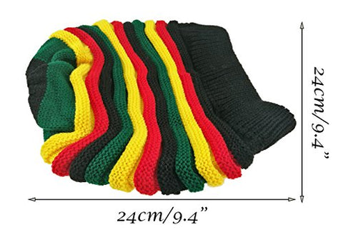 Image of Colored Striped Long Style Jamaican Reggae Hat - AVM