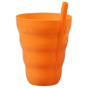 Colorful Plastic Tumblers with Built-In Straws- 4 count